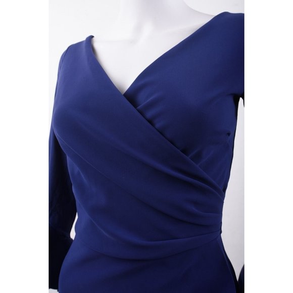 Chiara Boni Womens Triana Sheath Dress Ruffle Sz 6 Blue I wanted black. - Picture 4 of 6